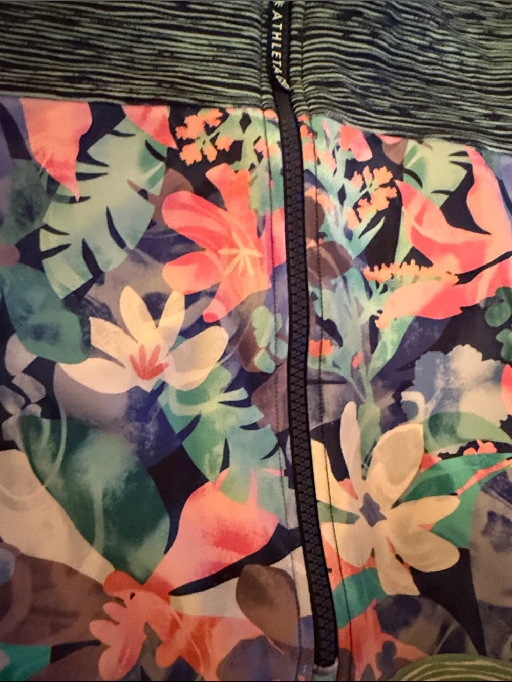 Athleta Girl Floral Navy Long Sleeve One-Piece Swimsuit - Size XXL (16)